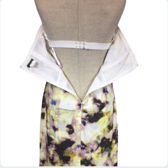 J.Crew Ella Garden Floral Strapless Dress Yellow Size 2 - Picture 5 of 9